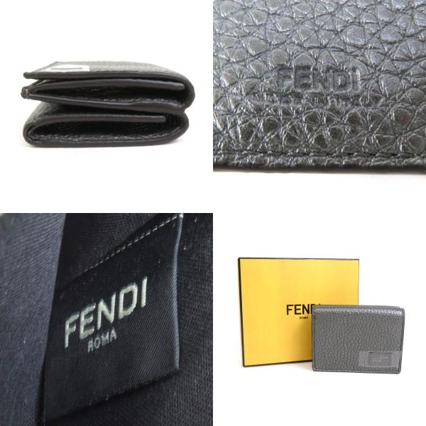 h30267g 4 c Fendi Leather Trifold Wallet Metallic Gray