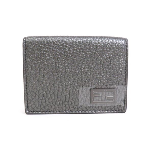 h30267g Fendi Leather Trifold Wallet Metallic Gray