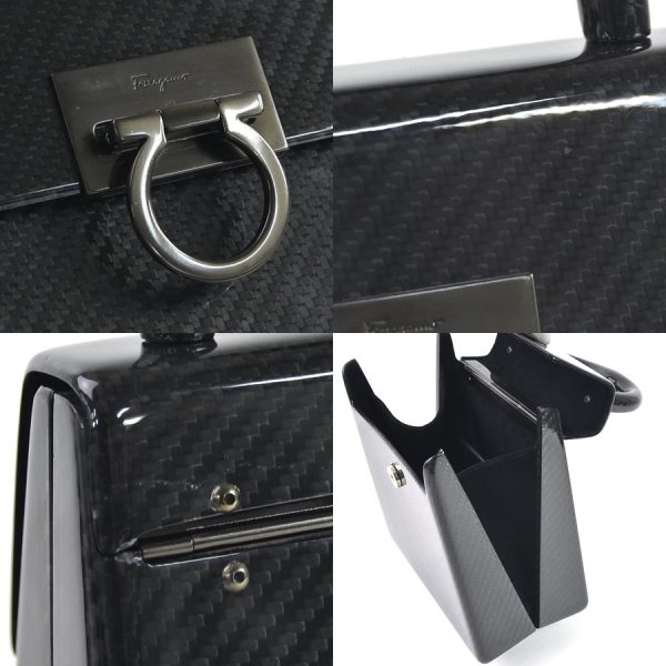 i0442 5 Salvatore Ferragamo Handbag Gancini Carbon Black