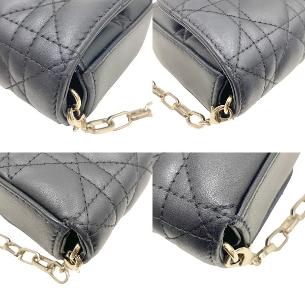 i23 2010 11 Christian Dior Phone Pouch Chain Fake Pearl Lambskin Shoulder Bag Black