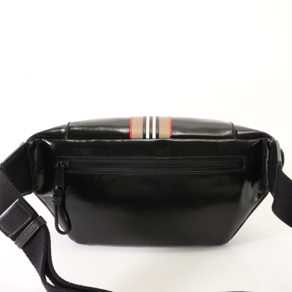 img 01520124 Burberry Sony Striped Leather Bum Bag Black