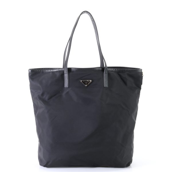 img 01640100 Prada Tesuto Robot Motif Leather Tote Bag Black