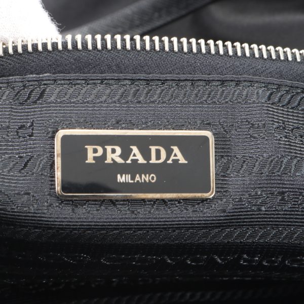 img 01640108 Prada Tesuto Robot Motif Leather Tote Bag Black