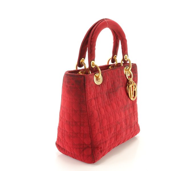 img 01674433 Christian Dior Cannage Lady Dior Top Handle Leather Shoulder Red