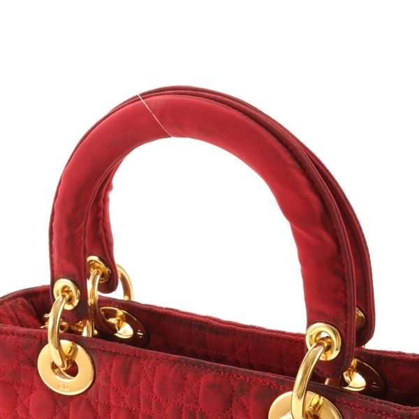 img 01674435 Christian Dior Cannage Lady Dior Top Handle Leather Shoulder Red