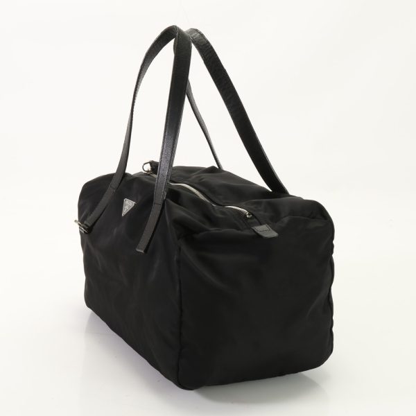 img 01686893 Prada Tessuto Nylon Saffiano Leather Mini Boston Tote Bag Leather Black