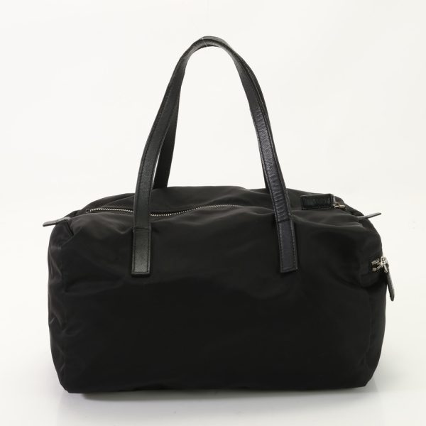 img 01686895 Prada Tessuto Nylon Saffiano Leather Mini Boston Tote Bag Leather Black