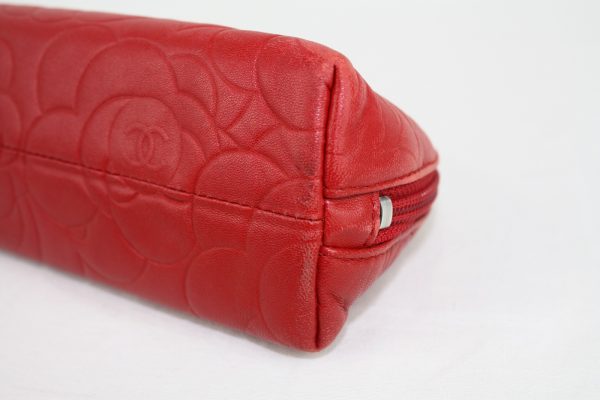 imgrc0070828981 Chanel Camellia Cosmetic Pouch Red Silver Hardware