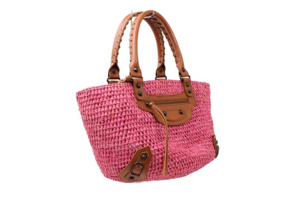 imgrc0073162103 Balenciaga Raffia Straw Basket Bag Pink