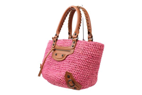 imgrc0073162104 Balenciaga Raffia Straw Basket Bag Pink