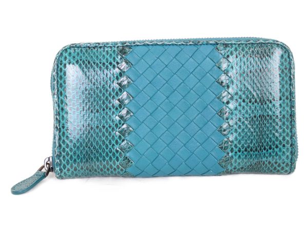 imgrc0074329871 Bottega Veneta Zip Around Wallet Blue Green