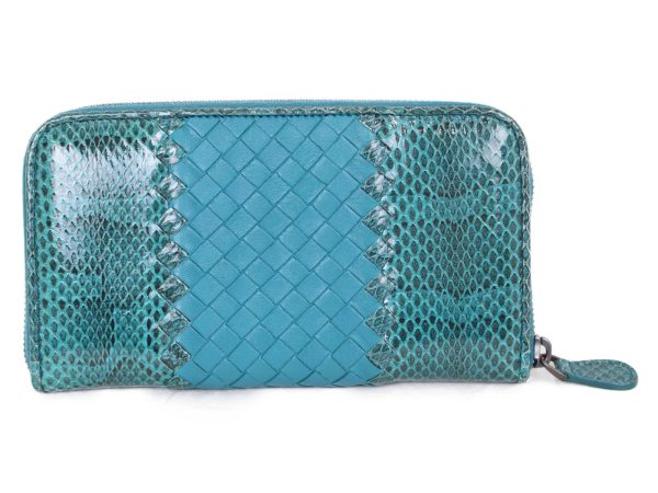 imgrc0074329872 Bottega Veneta Zip Around Wallet Blue Green