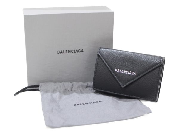 imgrc0077022744 Balenciaga Mini Paper Wallet Calf Leather Black