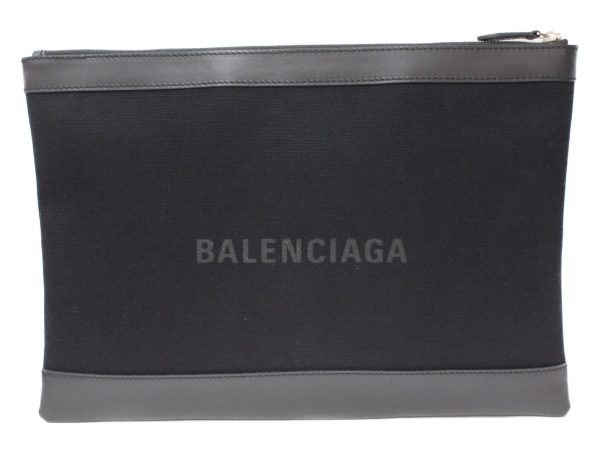 imgrc0077244029 Balenciaga Navy Clip L Canvas Clutch Bag Black