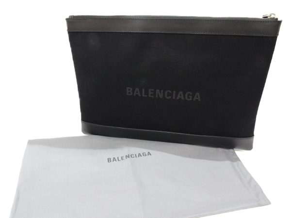 imgrc0077244037 Balenciaga Navy Clip L Canvas Clutch Bag Black