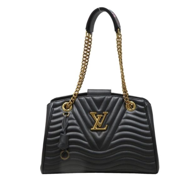 imgrc0077384035 Louis Vuitton Wave Leather Chain Shoulder Bag Black