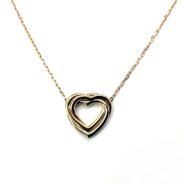 imgrc0077951990 Cartier Trinity Heart Three Colors Necklace Yellow Gold Pink Gold White Gold