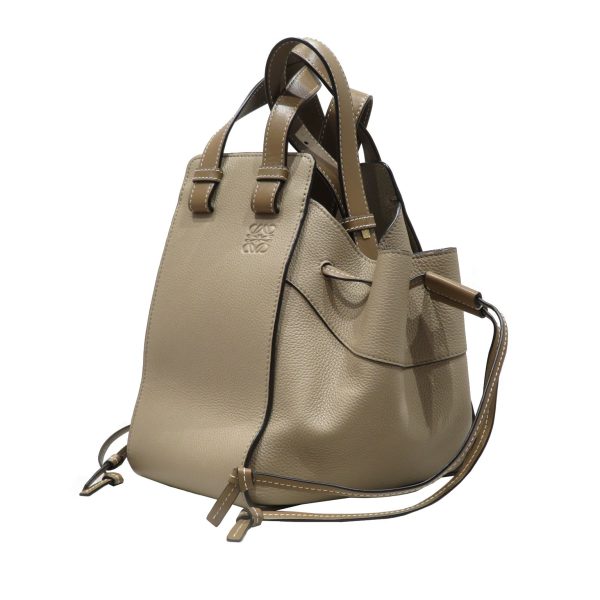 imgrc0078432429 Loewe Hammock Drawstring Soft Grain Calfskin Small Shoulder Bag Sand Beige Mink Brown