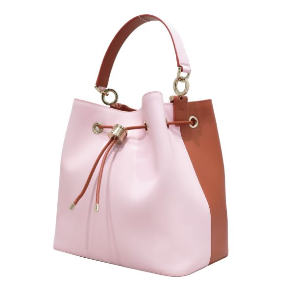 imgrc0080021653 Bvlgari B Zero Leather Bucket Shoulder Bag Pink Brown