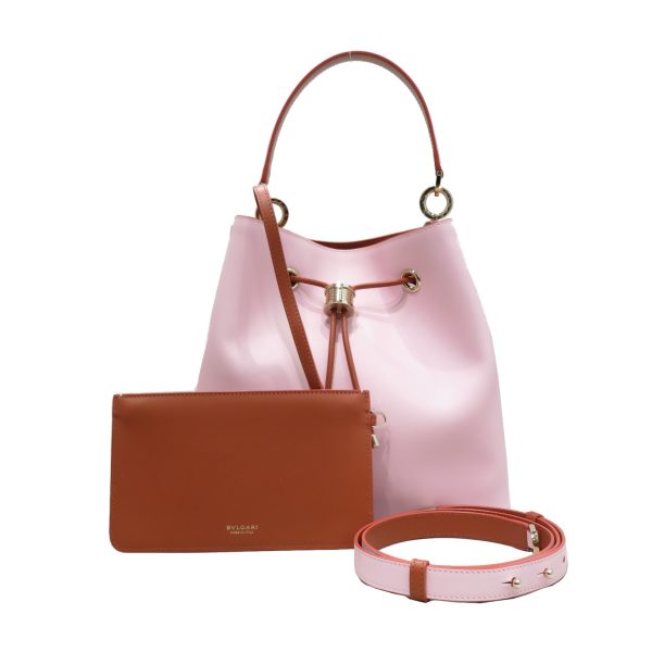 imgrc0080021667 Bvlgari B Zero Leather Bucket Shoulder Bag Pink Brown