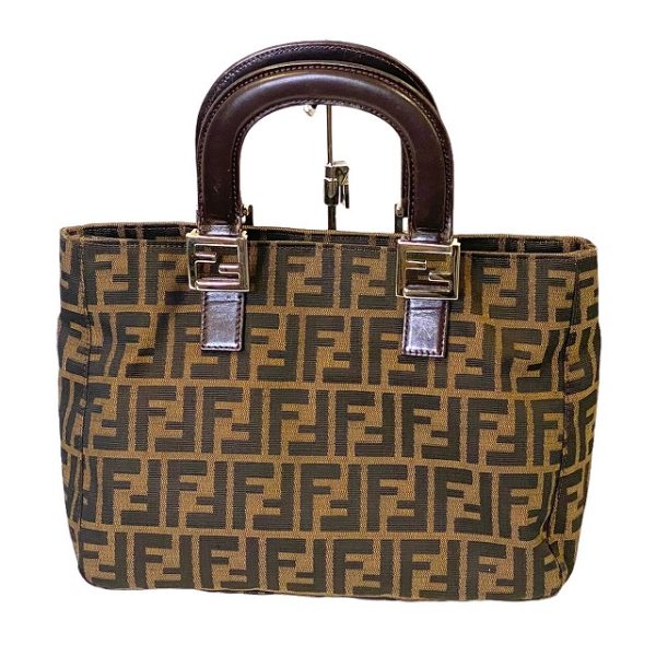 imgrc0080144567 Fendi Zucca Pattern Ff Logo Tote Bag Khaki Brown