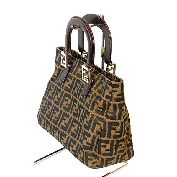 imgrc0080144568 Fendi Zucca Pattern Ff Logo Tote Bag Khaki Brown