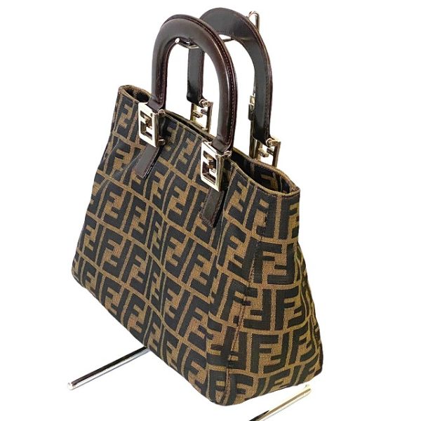 imgrc0080144569 Fendi Zucca Pattern Ff Logo Tote Bag Khaki Brown