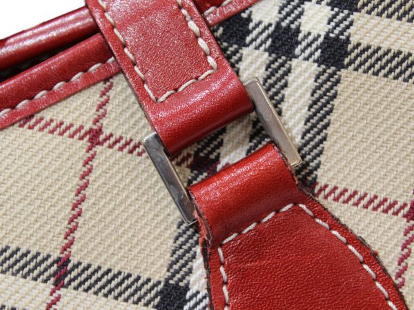 imgrc0080557475 Burberry Handbag Nova Check Leather Beige Red