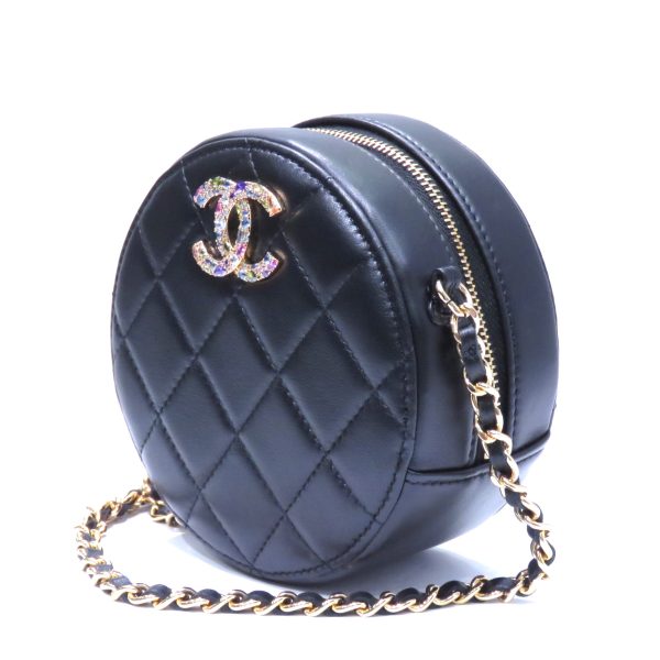 imgrc0081545036 Chanel Matelasse Coco Round Mini Shoulder Black