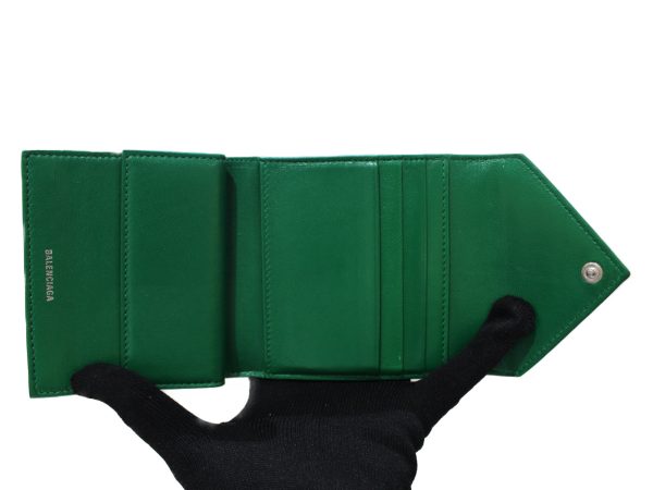 imgrc0082559219 Balenciaga Paper Leather Folding Wallet Green