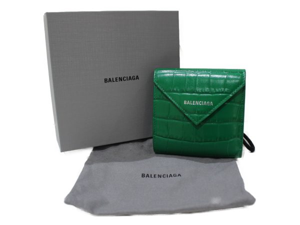 imgrc0082559224 Balenciaga Paper Leather Folding Wallet Green