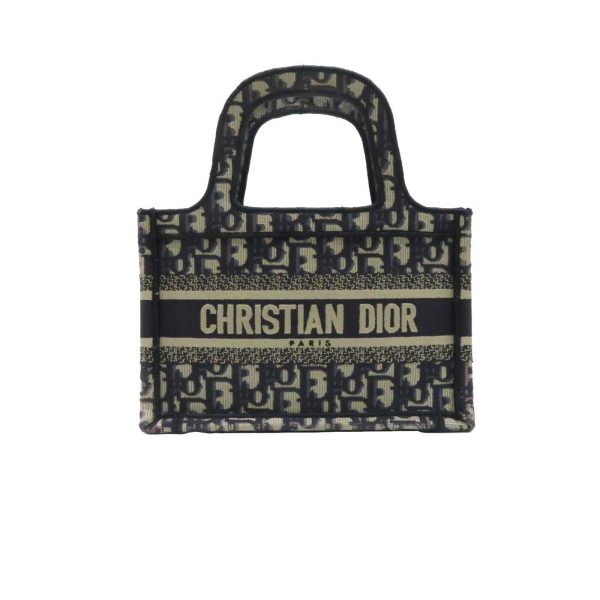 imgrc0083824543 Dior Oblique Embroidery Mini Tote Bag Navy