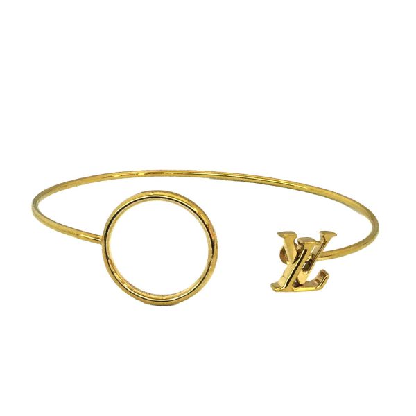 imgrc0084921256 Louis Vuitton Rigid LV Eclipse M Logo Plated Bracelet Gold