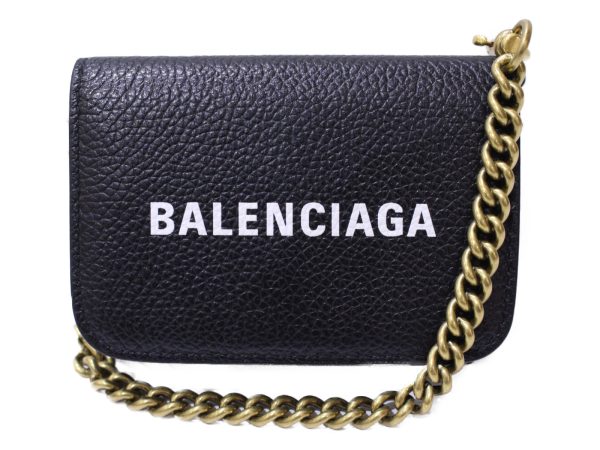 imgrc0085340414 Balenciaga Chain Leather Folding Wallet Black