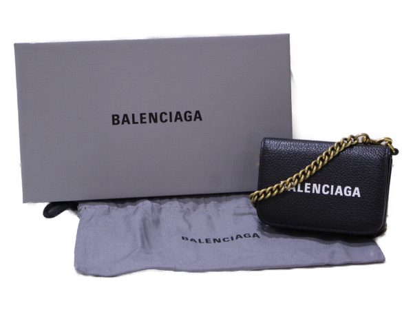 imgrc0085340433 Balenciaga Chain Leather Folding Wallet Black