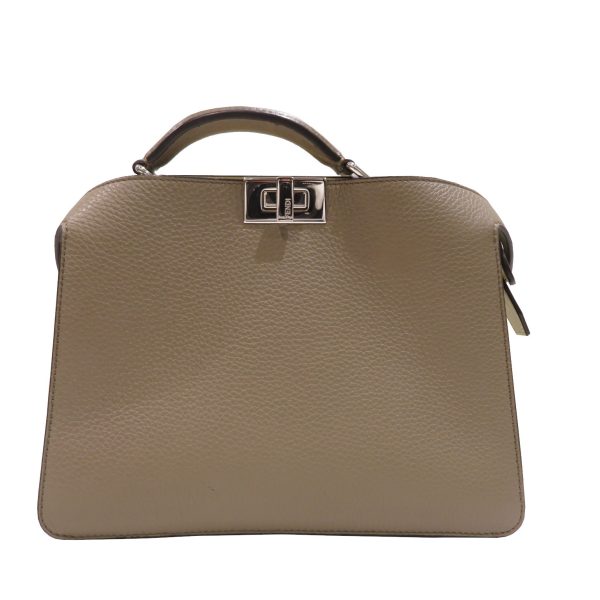 imgrc0086168594 Fendi Peekaboo Selleria Leather Simple Han Bag Greige