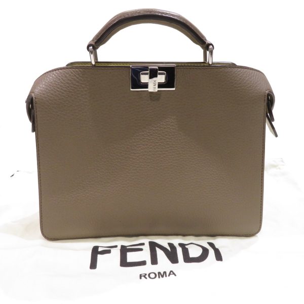 imgrc0086168613 Fendi Peekaboo Selleria Leather Simple Han Bag Greige