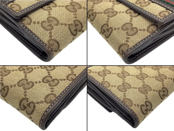 imgrc0086311583 GUCCI Sherry Line Double Hook Long Wallet Beige Brown Leather