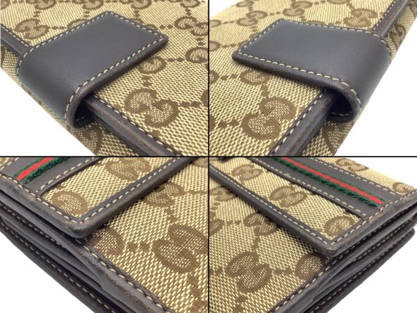 imgrc0086311588 GUCCI Sherry Line Double Hook Long Wallet Beige Brown Leather