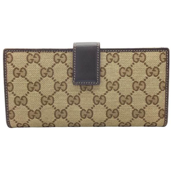 imgrc0086311632 GUCCI Sherry Line Double Hook Long Wallet Beige Brown Leather