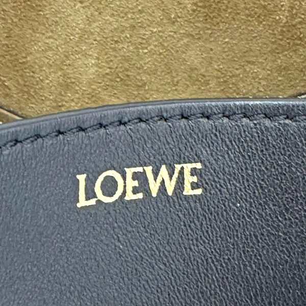 imgrc0086553001 Loewe Puzzle Shiny Calf Leather Mini 2 Way Fold Tote Bag Black