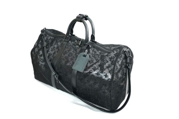 imgrc0087241240 Louis Vuitton Keepall Bandouliere Black Monogram Mesh Leather Boston Bag