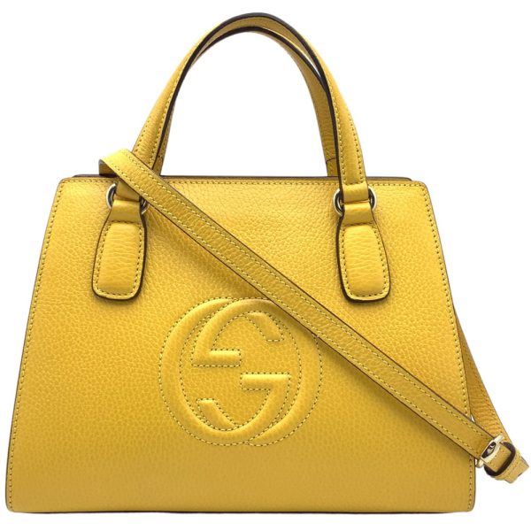 imgrc0088280521 Gucci Soho Interlocking 2WAY Handbag GG Embossed Leather Yellow