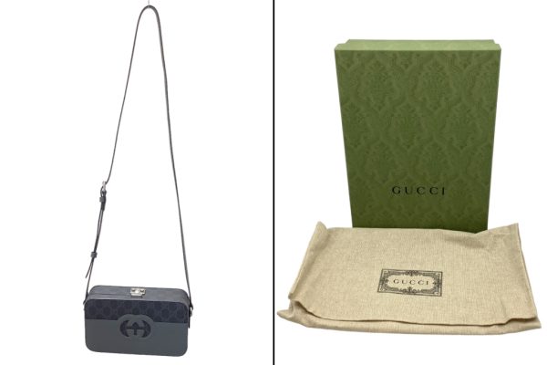 imgrc0088335413 Gucci Cutout Interlocking G Shoulder Bag GG Supreme Canvas Gray