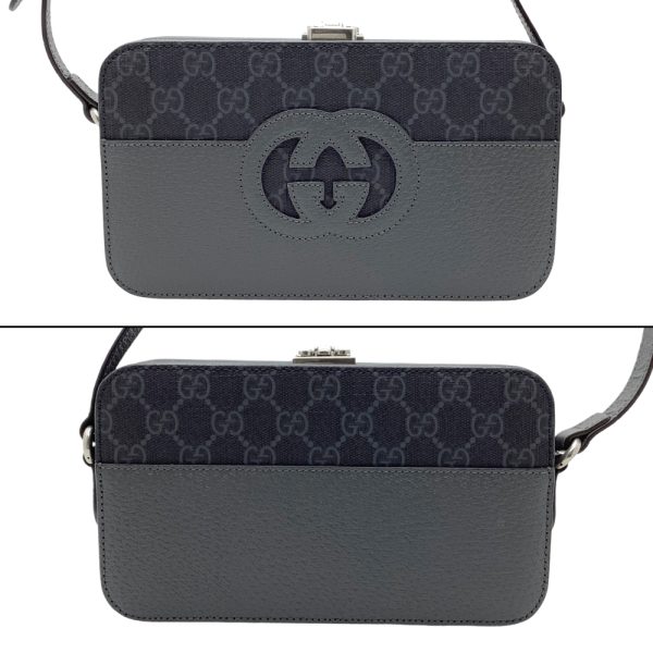 imgrc0088335415 Gucci Cutout Interlocking G Shoulder Bag GG Supreme Canvas Gray