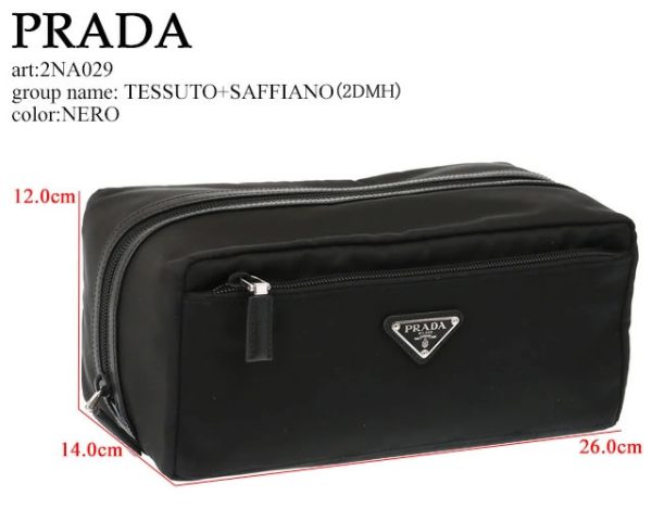 imgrc0089618345 Prada Saffiano Leather Travel Pouch Triangle Logo Black