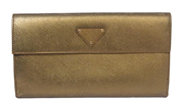 imgrc0090516076 Prada Bi Fold Wallet Saffiano Leather Gold