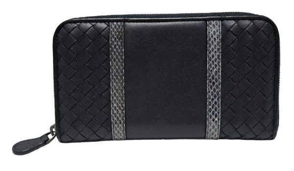 imgrc0090910959 Bottega Veneta Intrecciato Wallet Python Round Zipper Long Wallet Leather Navy