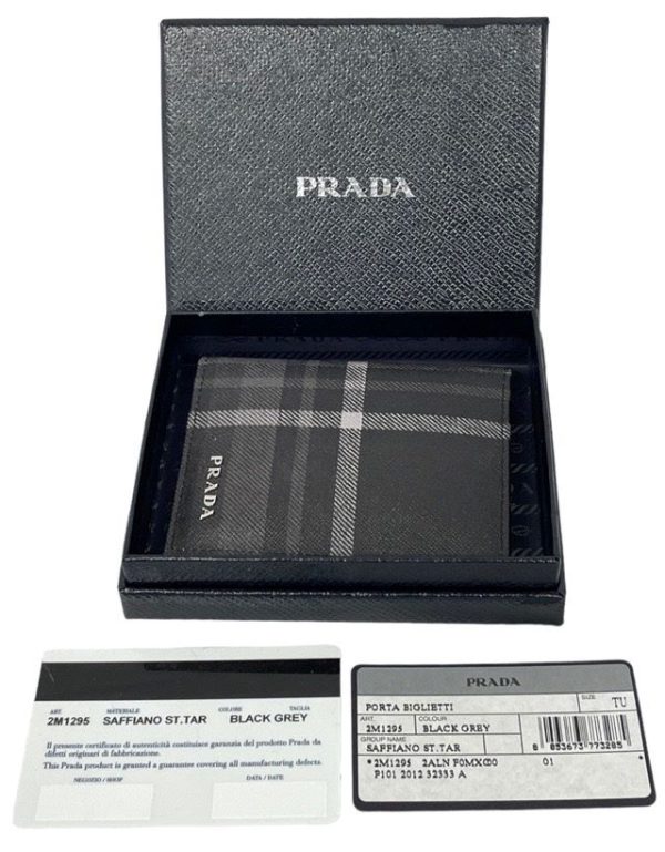 imgrc0092733491 Prada Bifold Card Case Saffiano Check Black