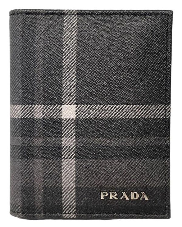 imgrc0092733500 Prada Bifold Card Case Saffiano Check Black